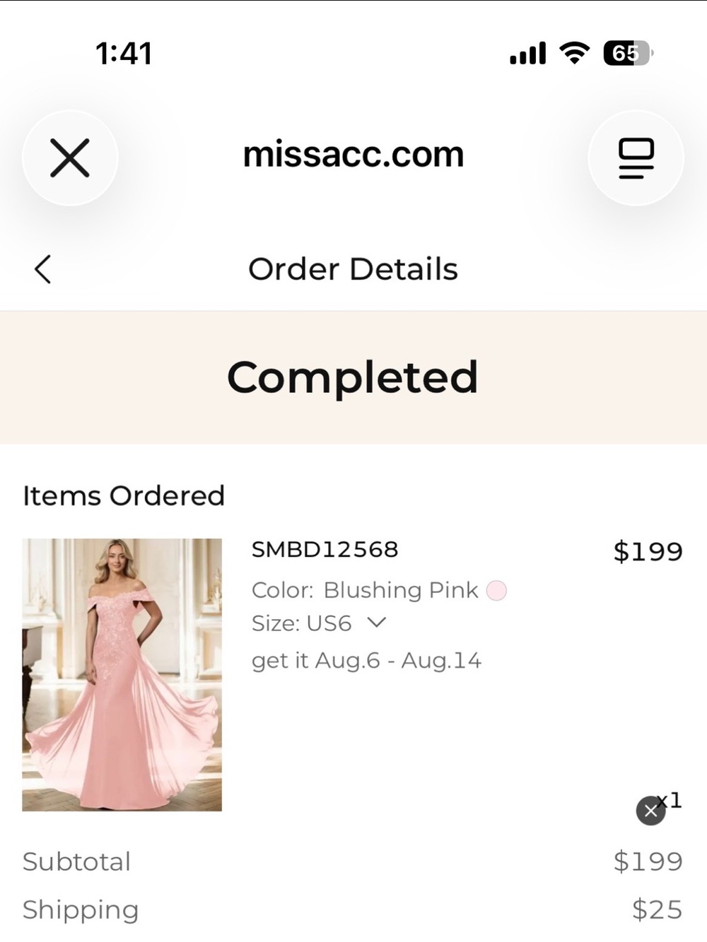 Blushing Pink Off-Shoulder Mother of Bride Dress